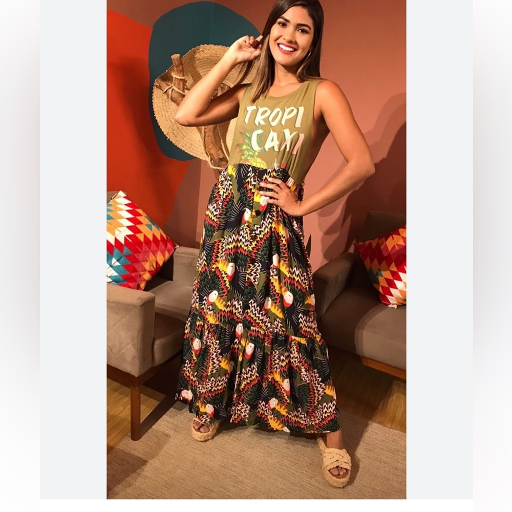 FARM Rio Tropical Maxi Dress - Green and Multicolor